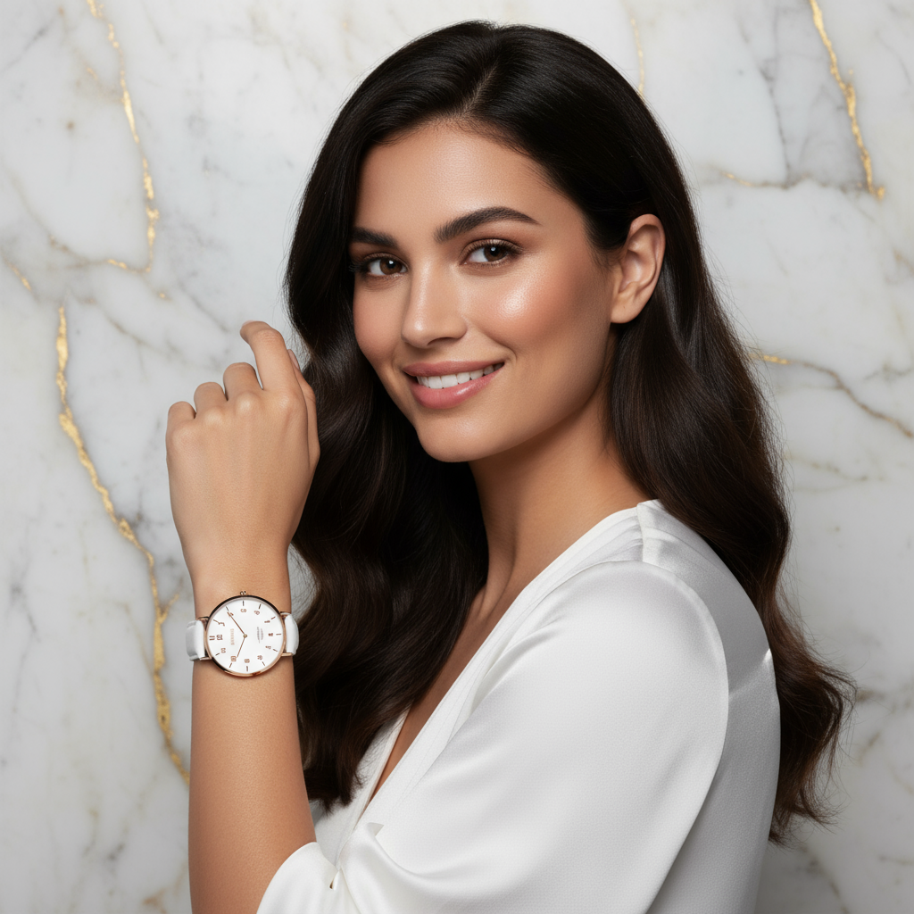 Confident smile with marble veining