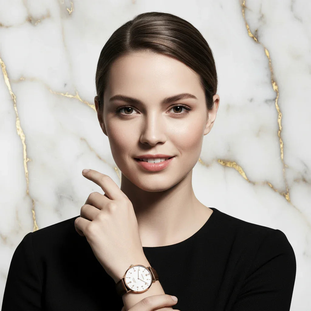 Confident smile with marble veining