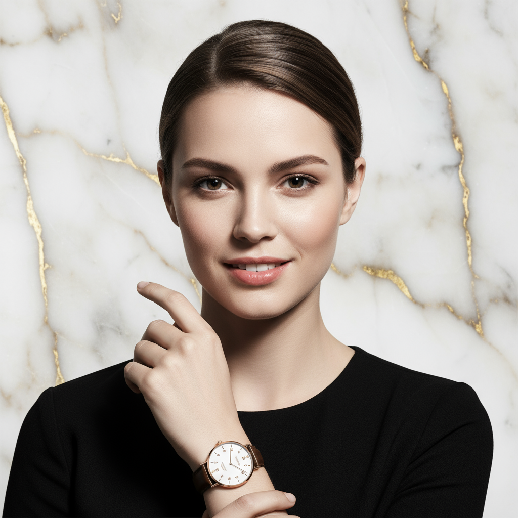 Confident smile with marble veining