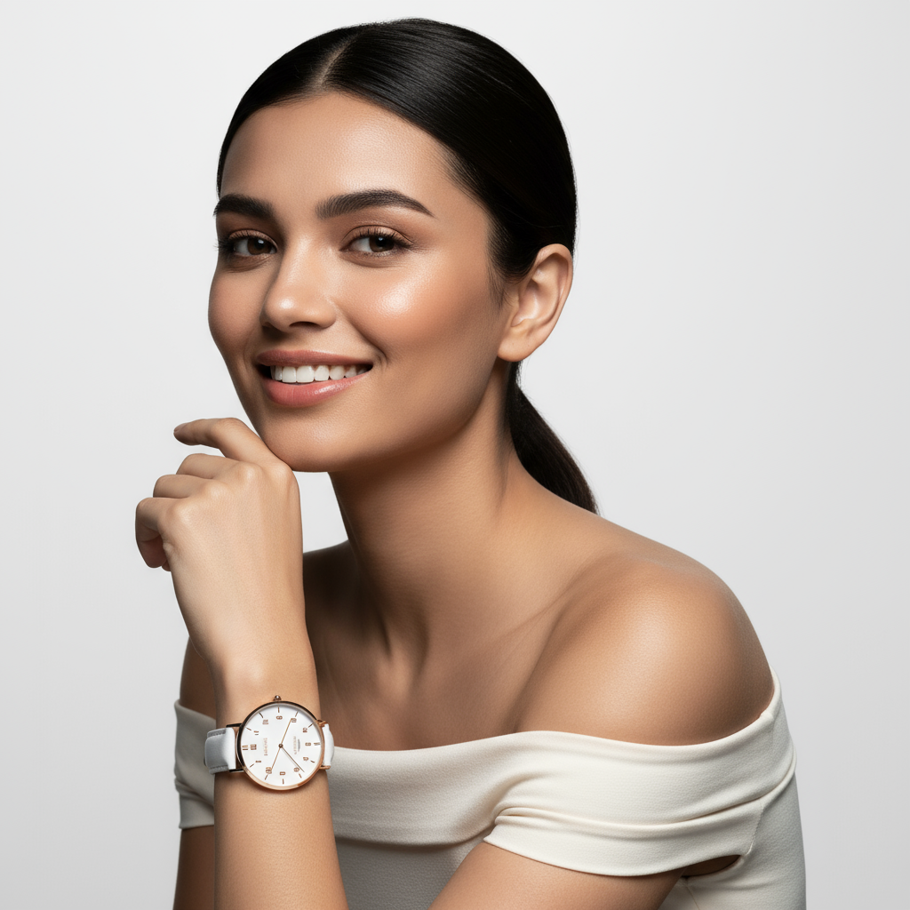 Confident smile with watch visible