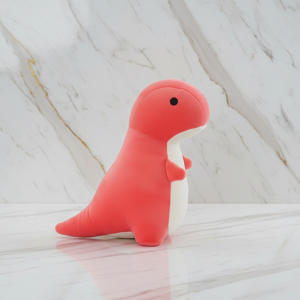 Coral pink dinosaur on marble