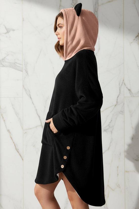 Cozy profile view with covered hands