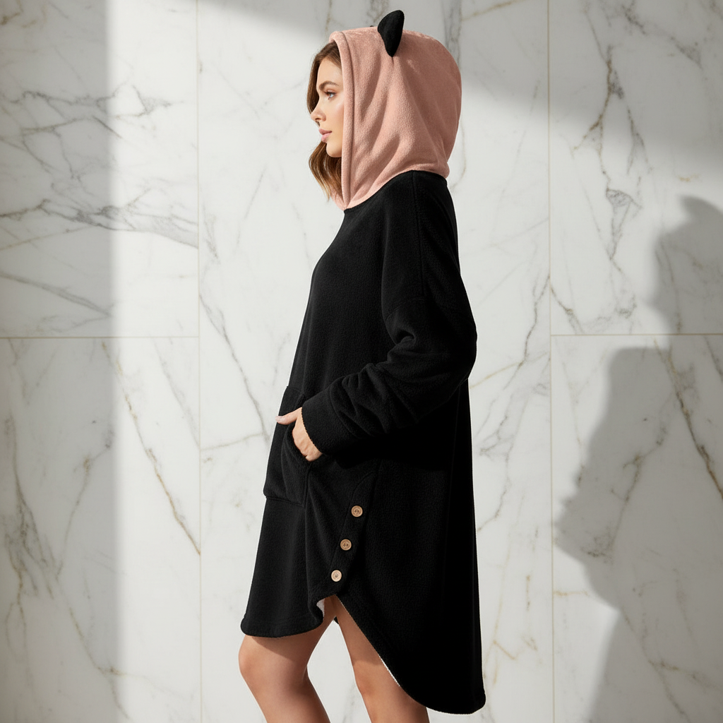 Cozy profile view with covered hands