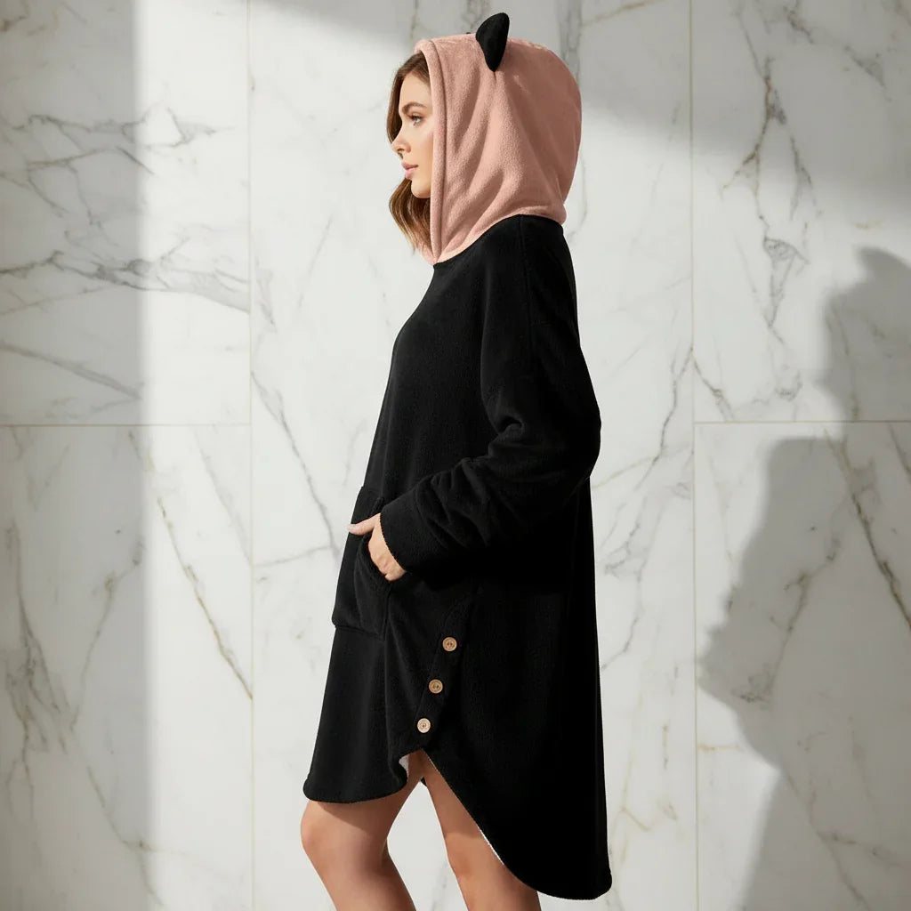 Cozy profile view with covered hands