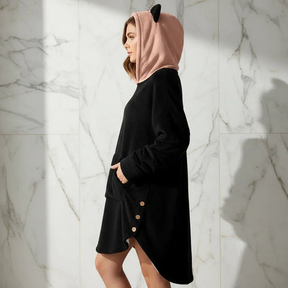 Cozy profile view with covered hands