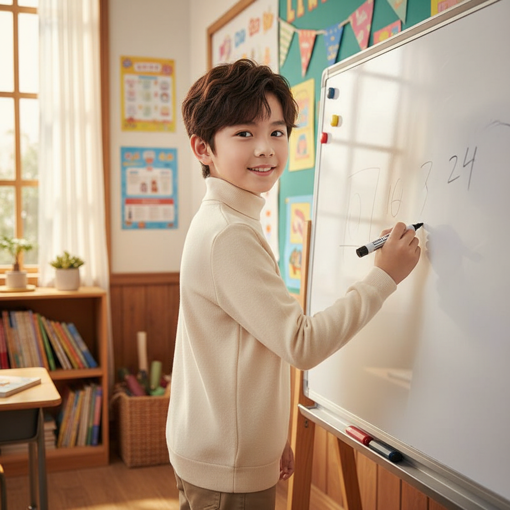 Cream Sweater Boy Whiteboard Scene