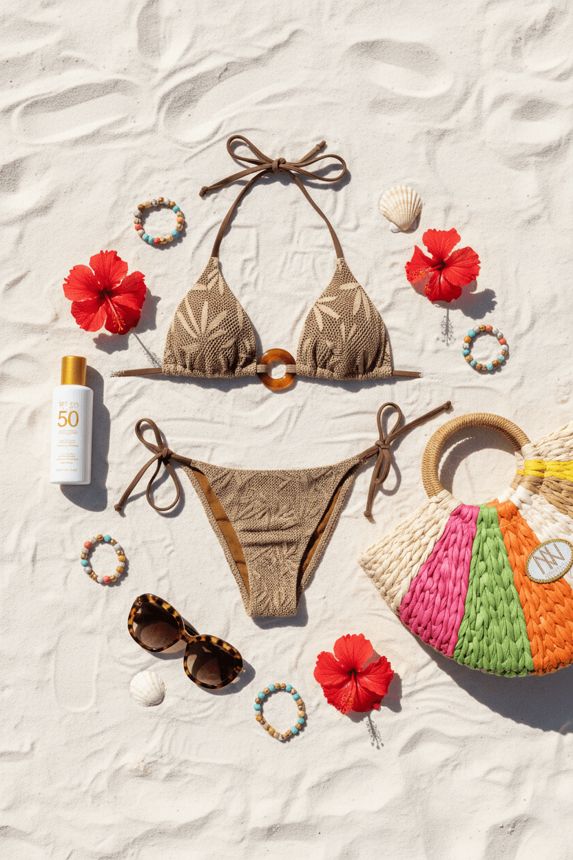 Crochet Bikini Full Accessories Aerial