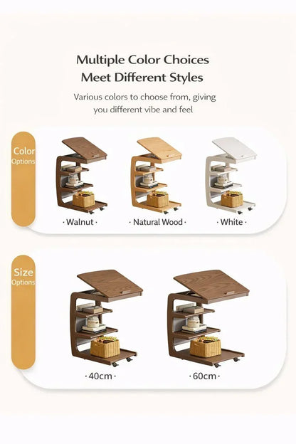 Solid Wood Movable Sofa Side Table