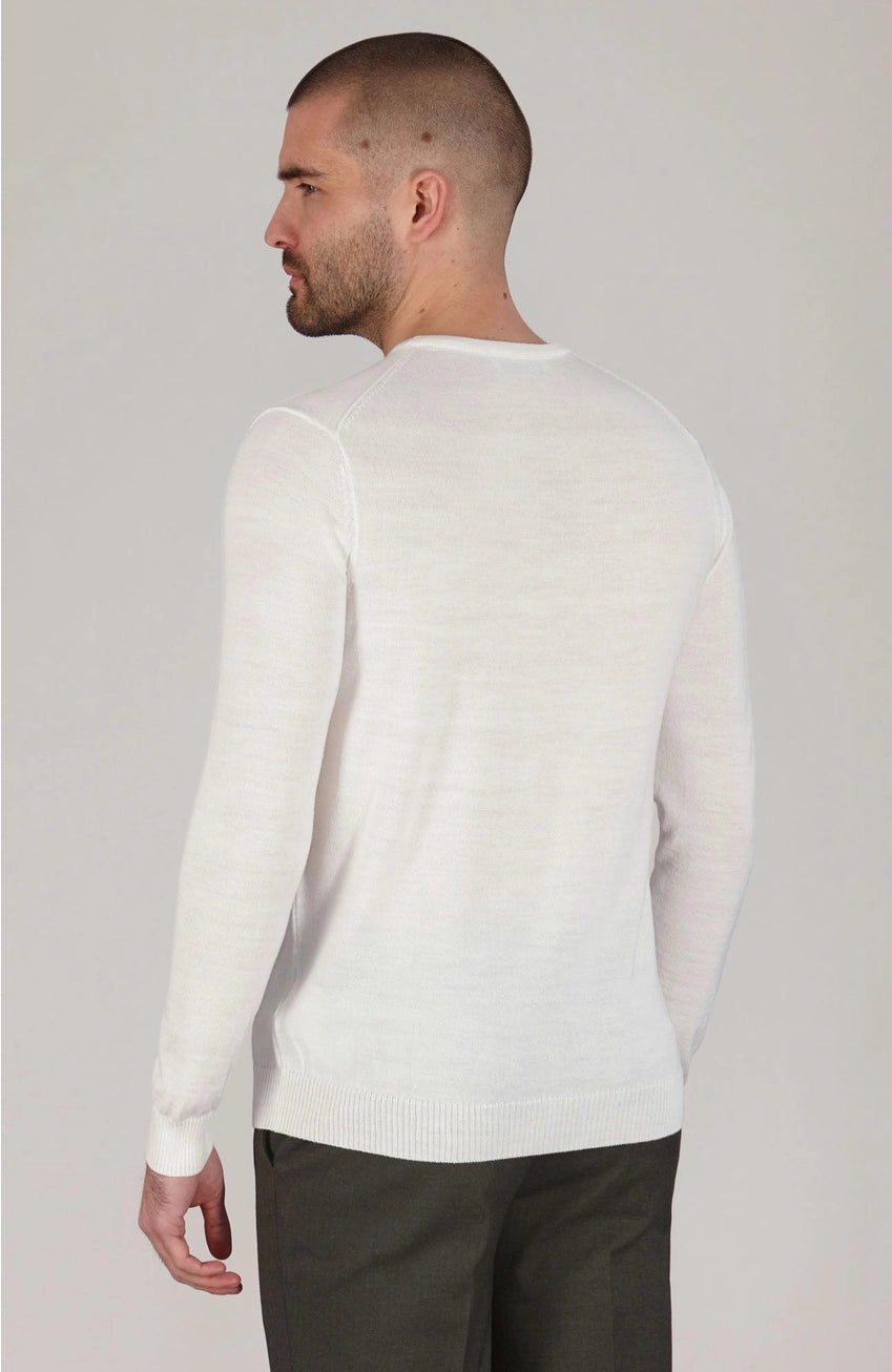 Premium Extra Fine Merino Wool White Sweater