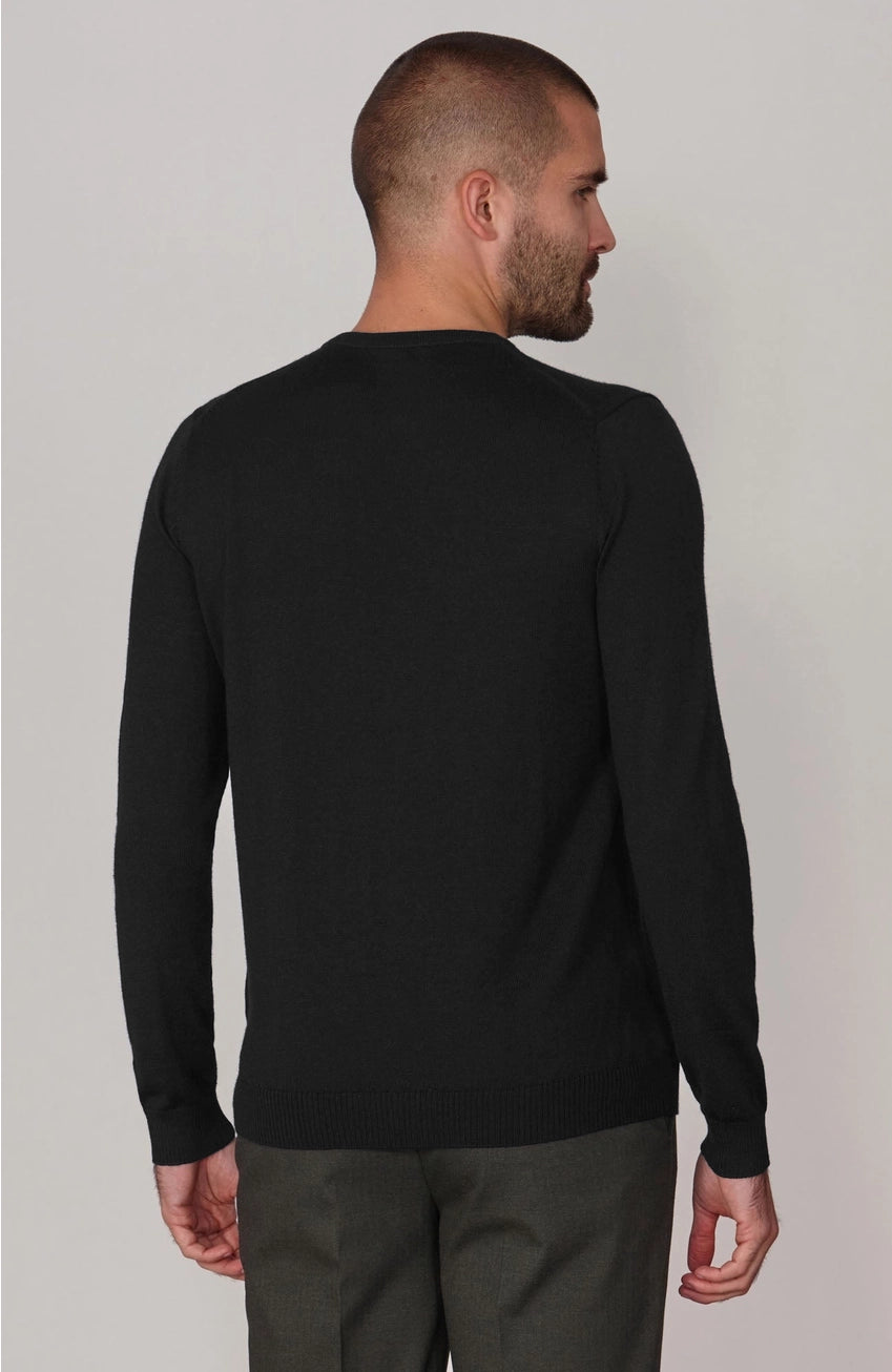 Premium Extra Fine Merino Wool Black Sweater