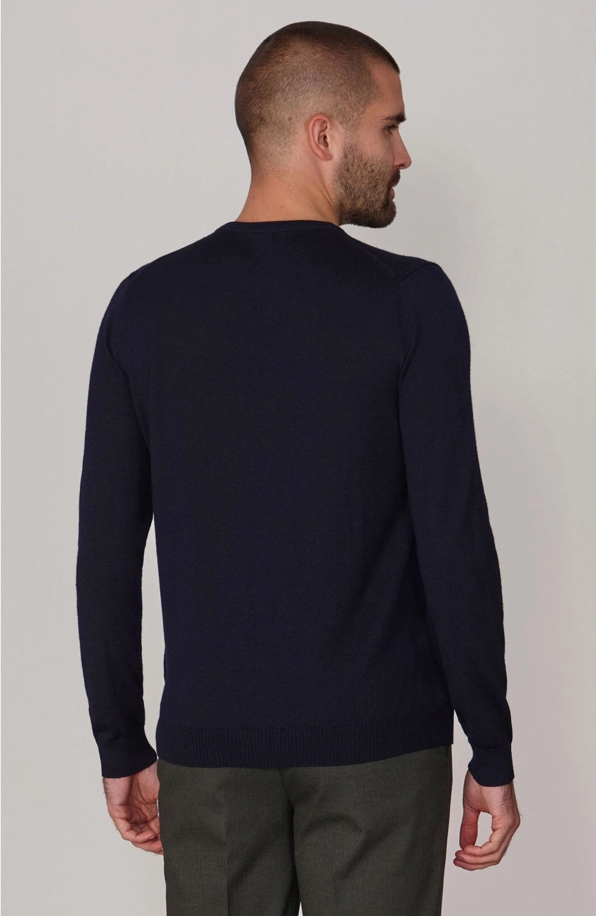 Premium Extra Fine Merino Wool Navy Sweater