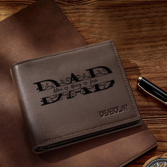 Personalized Dad Name Wallet PU Leather