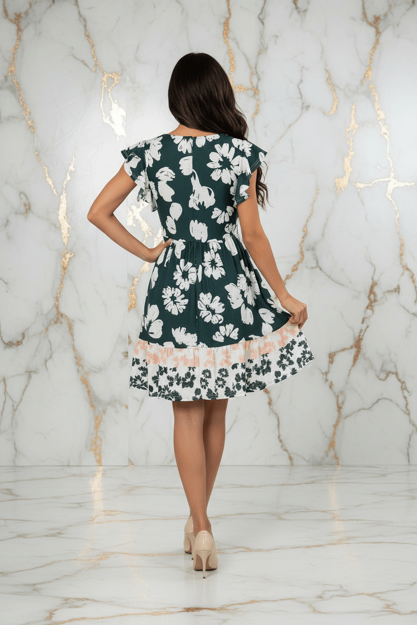 Dark Green Dress - Back View