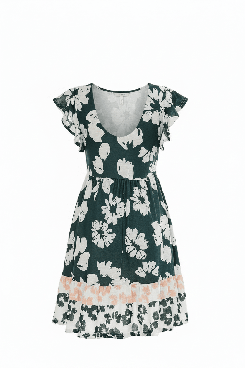 Dark Green Dress - Ghost Mannequin Front with Inner Lining