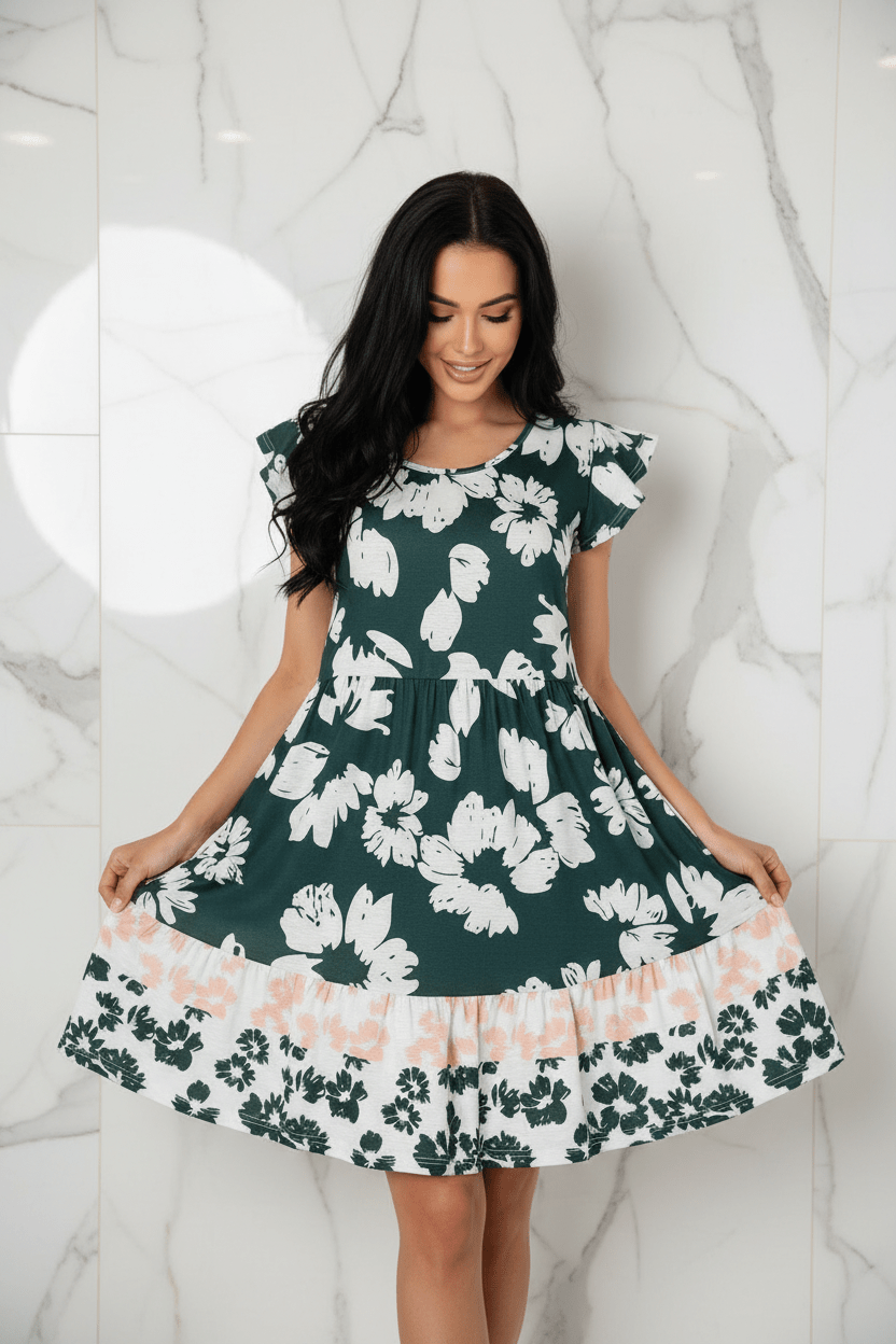 Dark Green Dress - Lifting Skirt