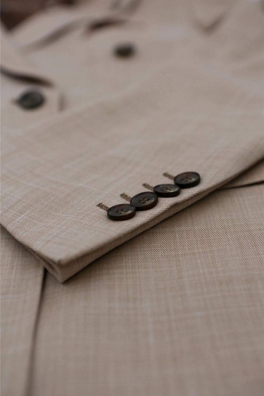 3 Piece Summer Wedding Fit Beige Suit
