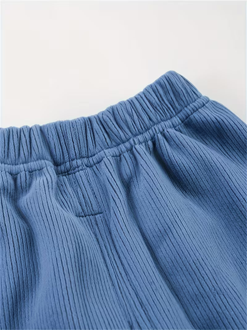 Fleece Lined Children's Thickened Deep Blue Pants