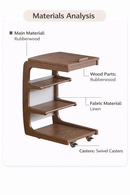 Solid Wood Movable Sofa Side Table