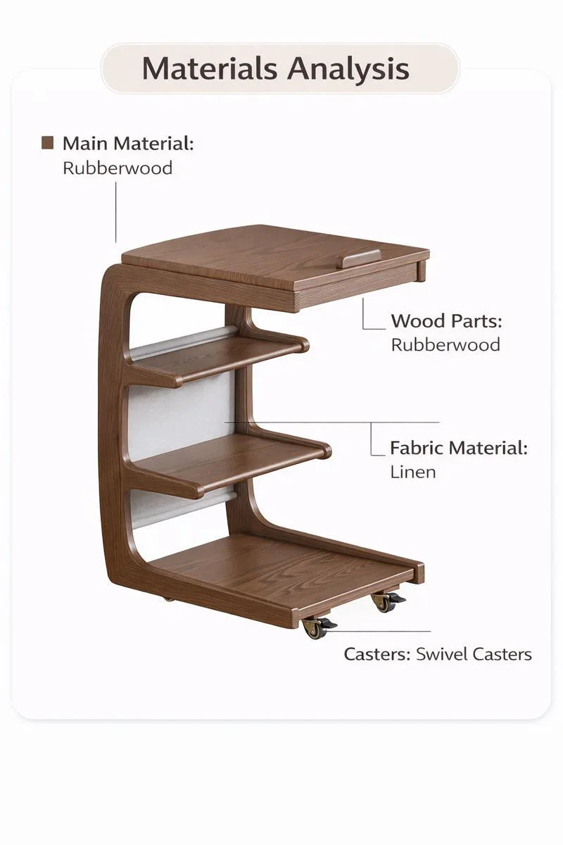 Solid Wood Movable Sofa Side Table