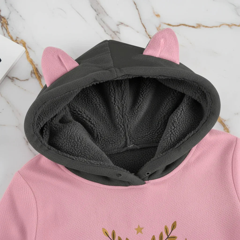 Detail of dark gray hood lining