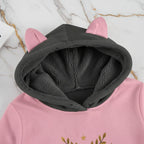 Detail of dark gray hood lining