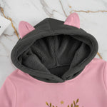 Detail of dark gray hood lining
