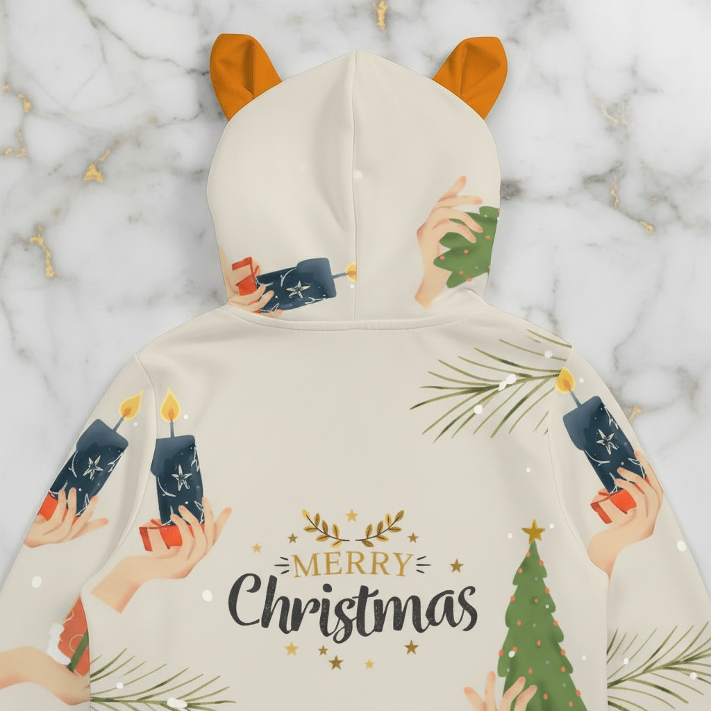 Detail of Merry Christmas text on back