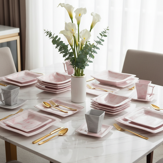 Dinnerware with Calla Lilies - Corner View