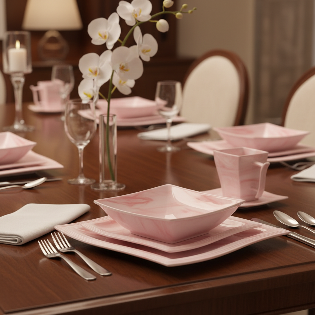 Dinnerware with Orchid - Close-up