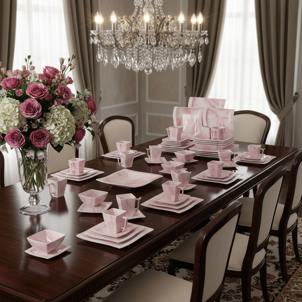 Dinnerware with Roses - Diagonal View