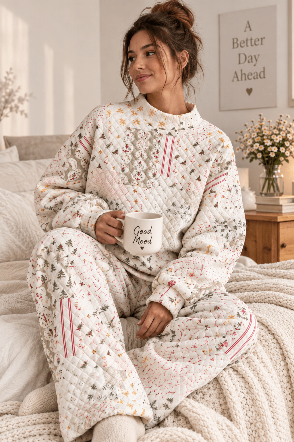 Quilted Sweatshirt & Trouser Set