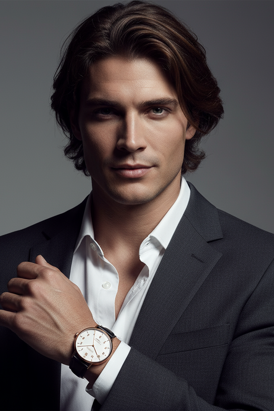 Dramatic lighting with confident expression