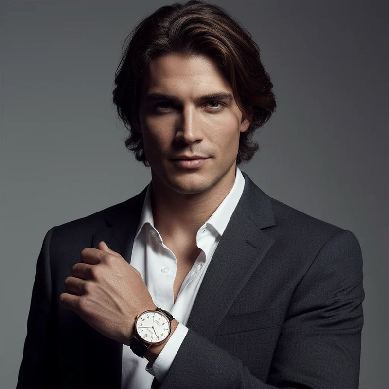 Dramatic lighting with confident expression