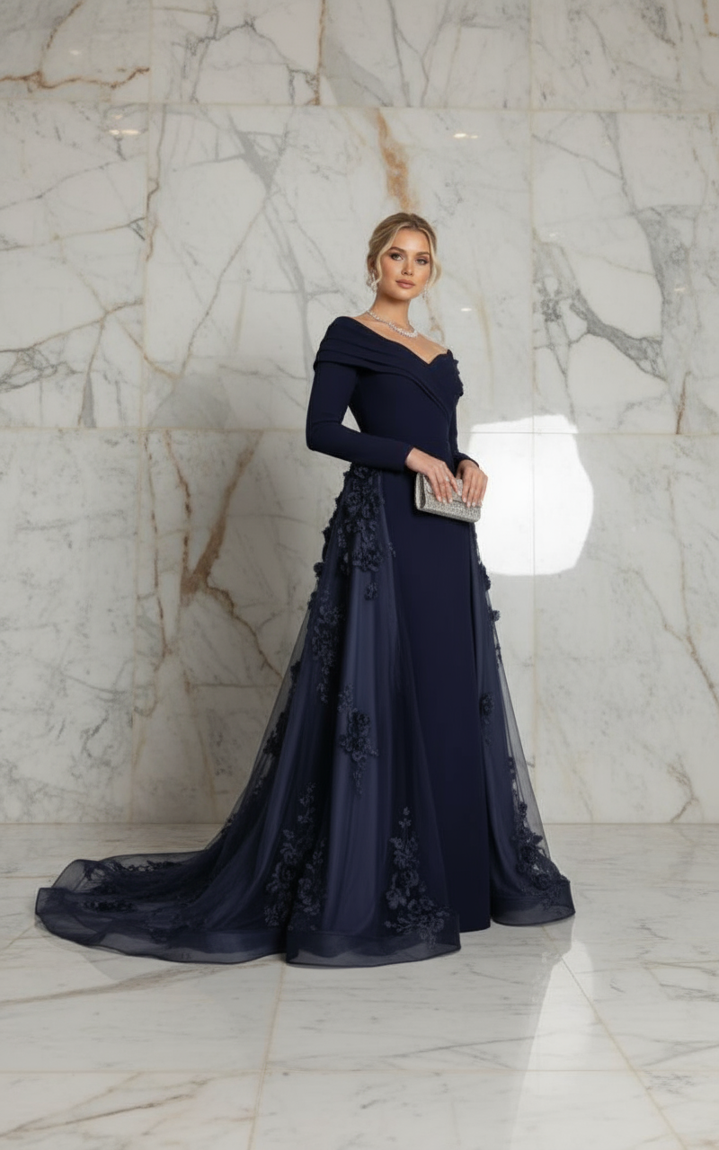 Dramatic low angle shot - Black gown