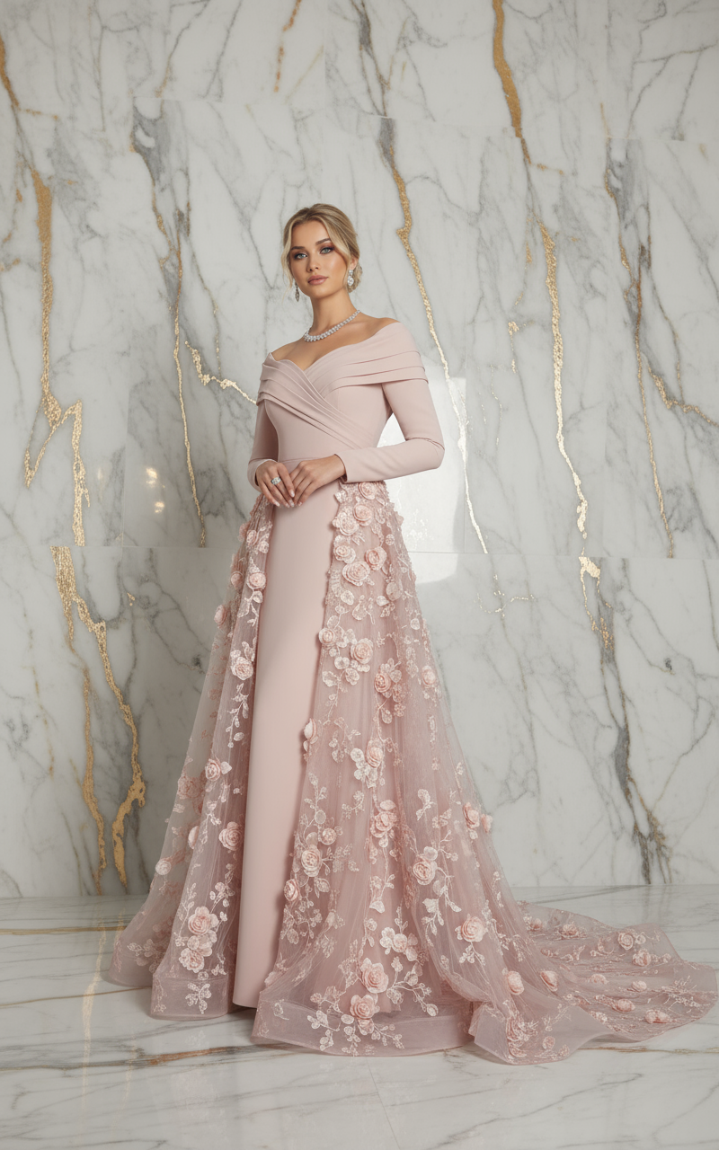 Dramatic low angle shot - Pink gown