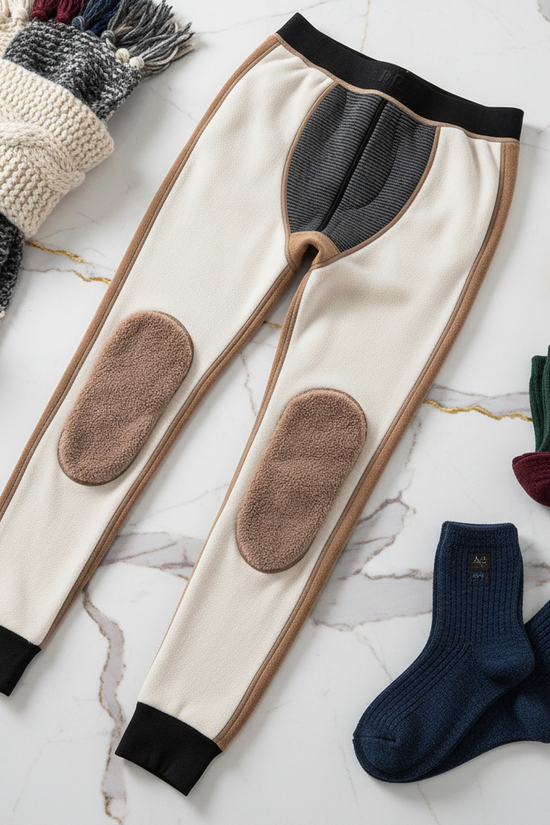 Draped fold with wool scarf, thermal socks, and beanie