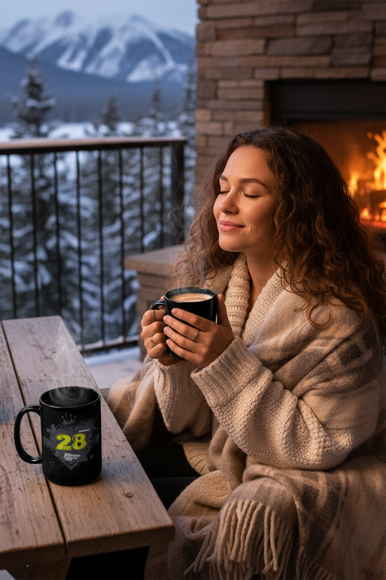 Dubstep Mug Cozy Winter Overhead View