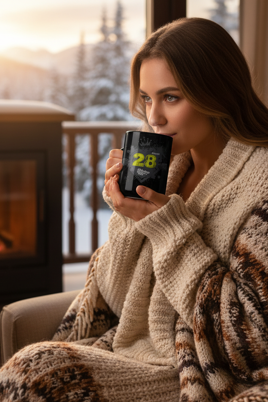 Dubstep Mug Cozy Winter Three-Quarter View