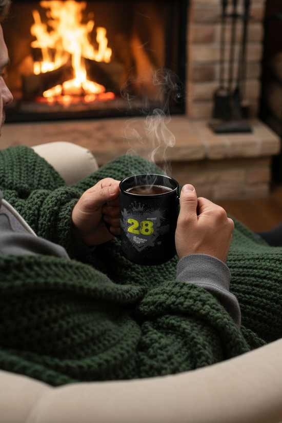 Dubstep Mug Masculine Winter Overhead View