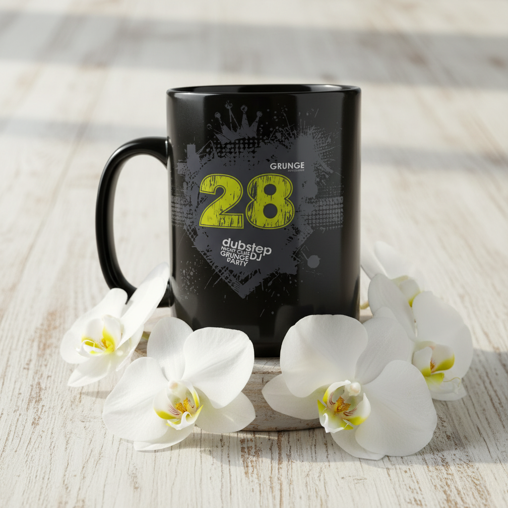 Dubstep Mug with Orchids