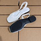 Niche Handmade Woven Fishnet Toe White Sandals