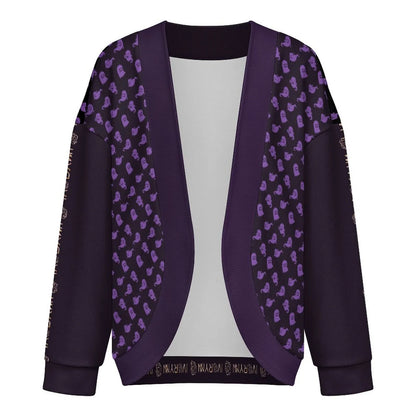 Halloween Ghost Drop Shoulder Knitted Eerie Black Cardigan