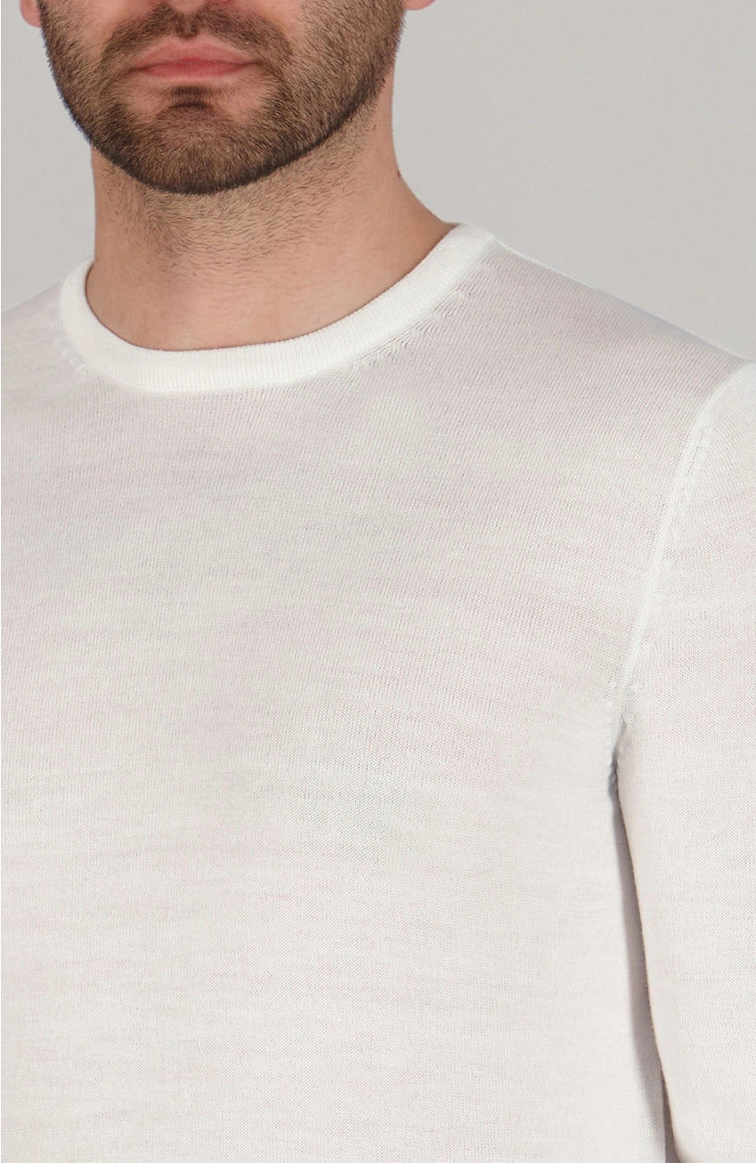 Premium Extra Fine Merino Wool White Sweater
