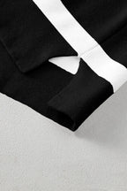 Striped Patchwork Drop Shoulder French Beige Sweater