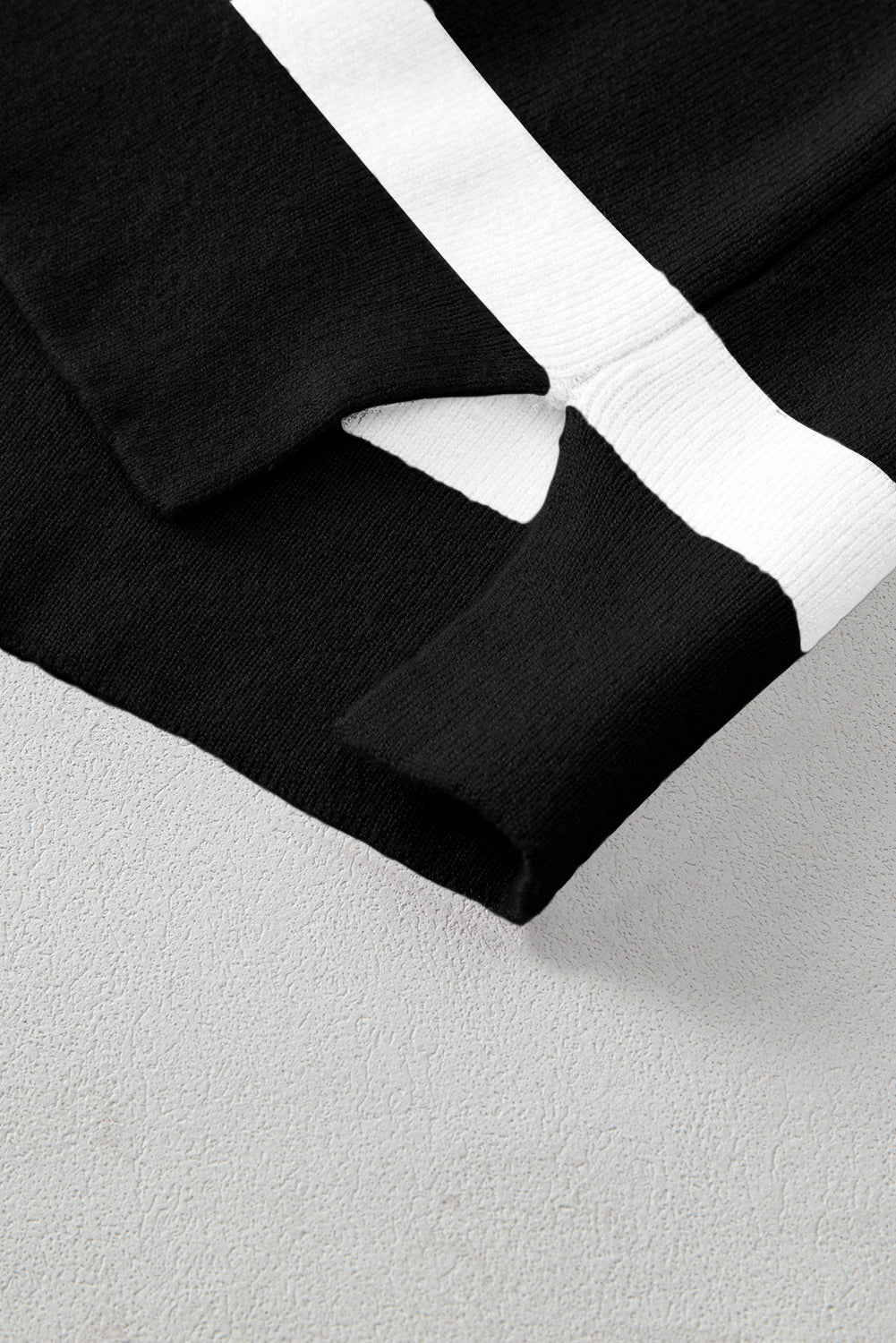 Striped Patchwork Drop Shoulder French Beige Sweater