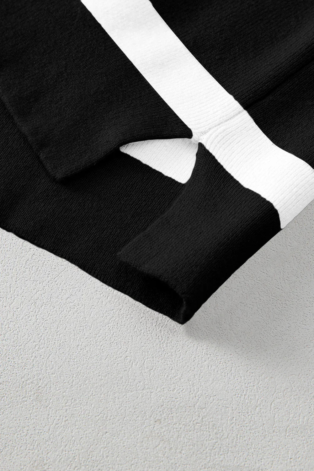 Striped Patchwork Drop Shoulder French Beige Sweater