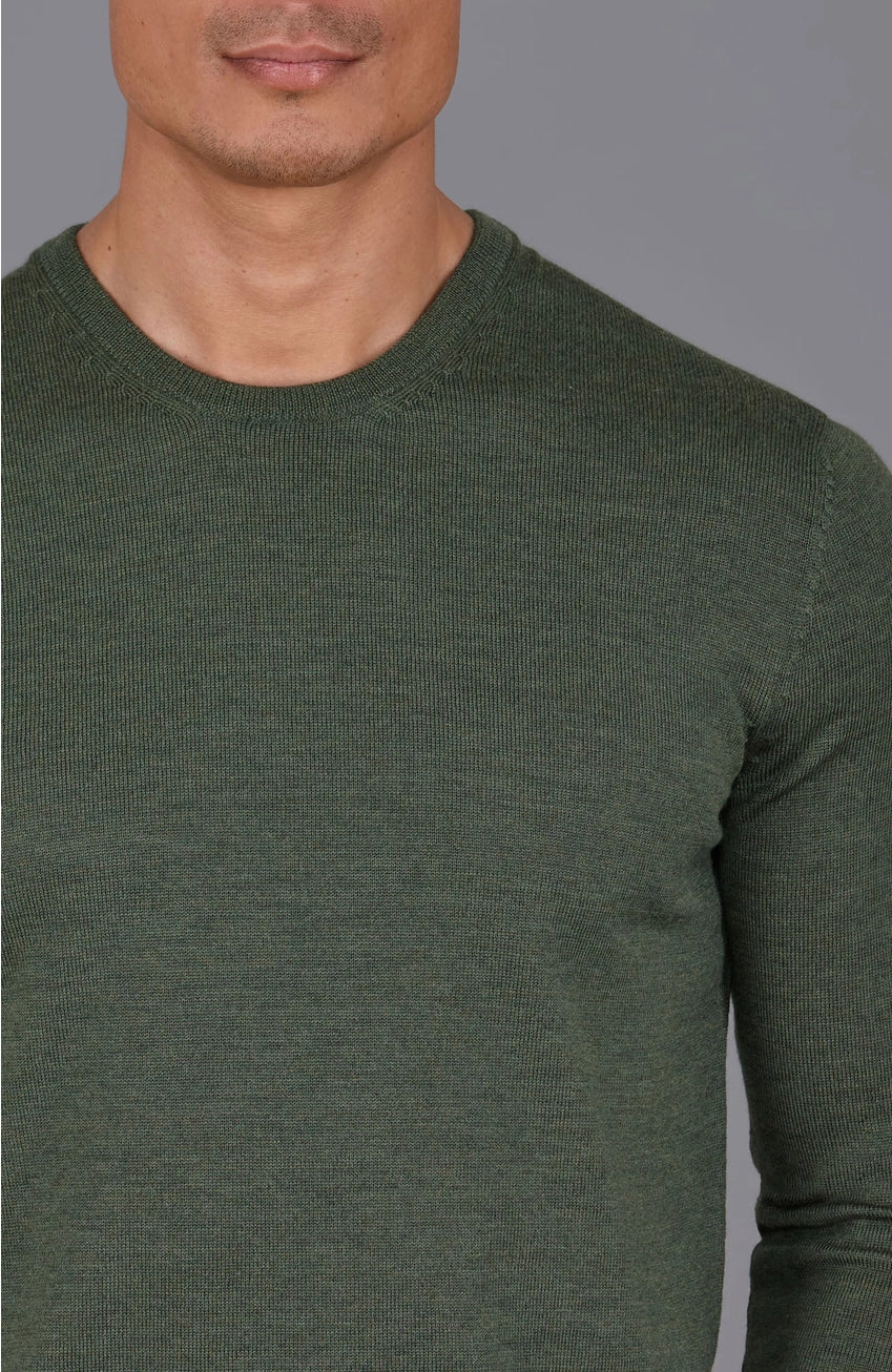 Premium Extra Fine Merino Wool Green Sweater