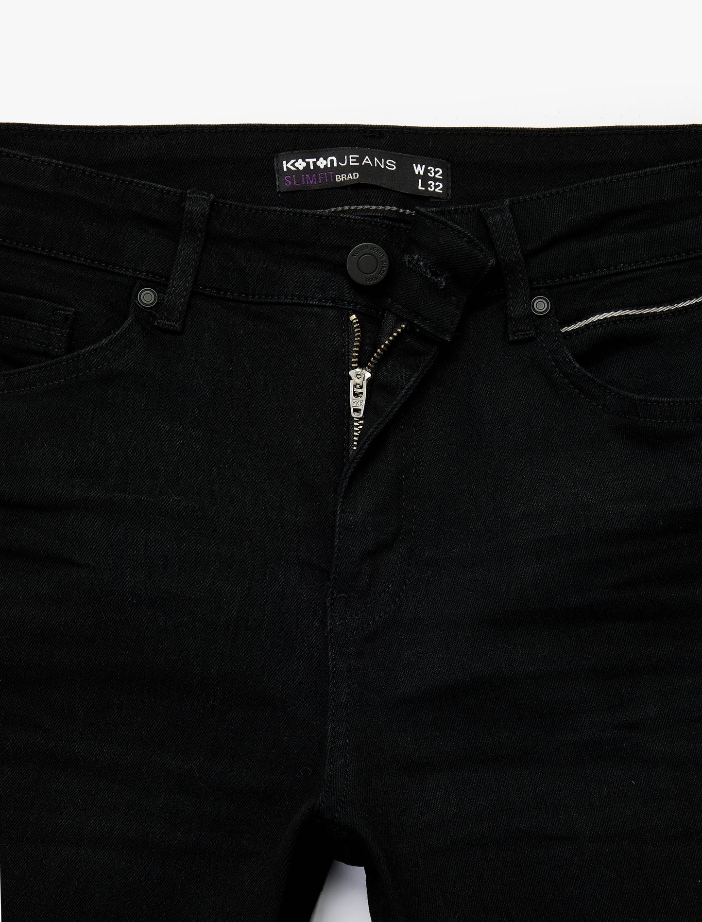 Koton Men's Black Cotton Slim Fit Brad Jeans - Regular Waist Stretch Denim