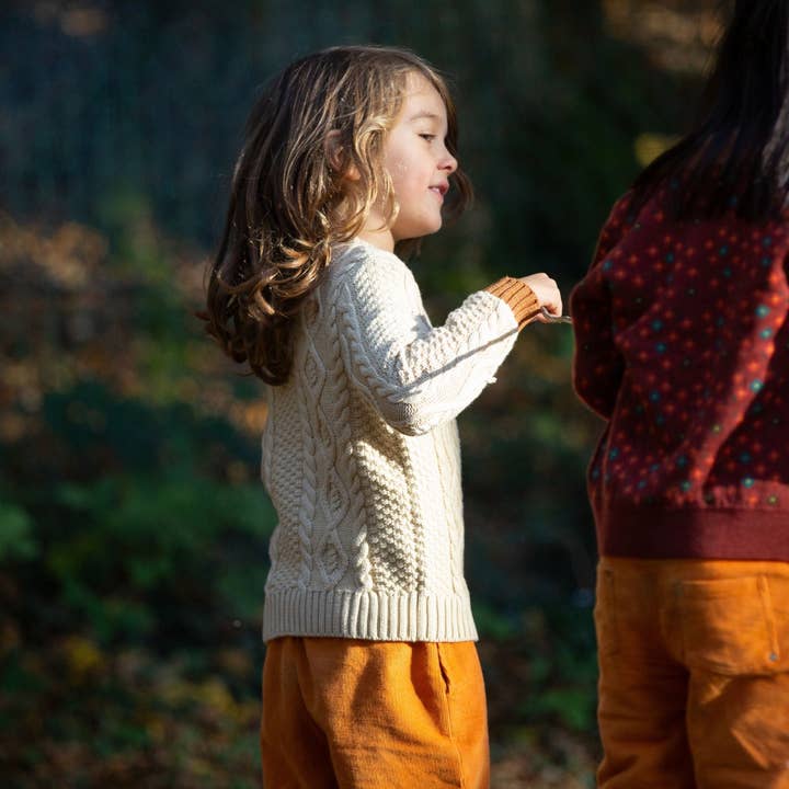 Little Green Radicals Organic Cotton Oatmeal Aran Snuggly Knitted Jumper