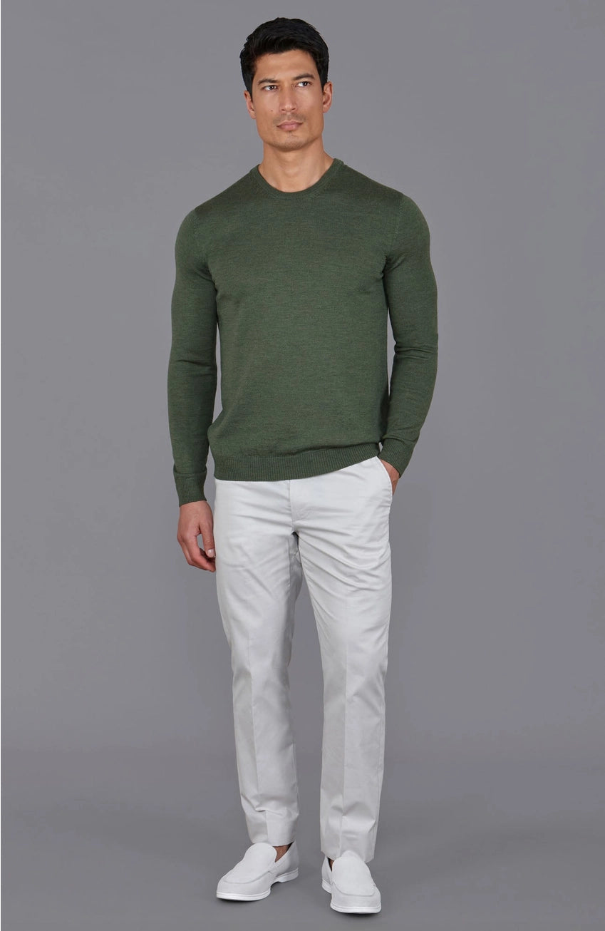 Premium Extra Fine Merino Wool Green Sweater
